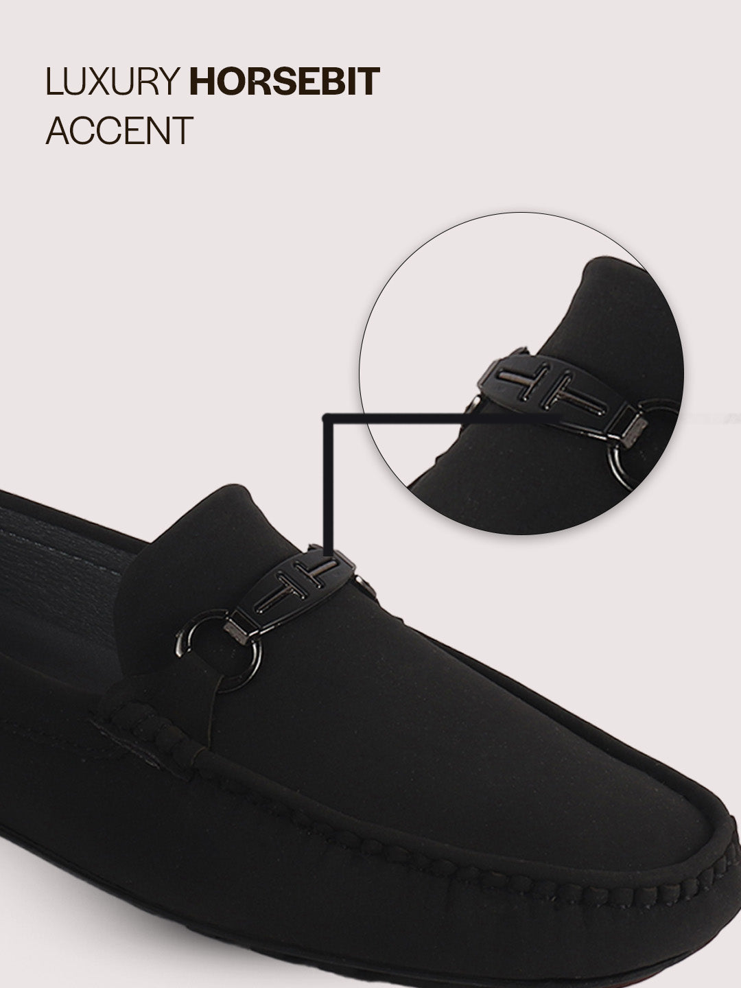 Men Black Elegant Moc Toe Casual Horsebit Buckle Driving Loafers|Cushioned Comfort Moccasin Shoe with Traction Sole Grip|Slip On Shoes for Semi-Formal Outfits