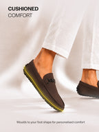 Men Brown Elegant Moc Toe Casual Horsebit Buckle Driving Loafers|Cushioned Comfort Moccasin Shoe with Traction Sole Grip|Slip On Shoes for Semi-Formal Outfits