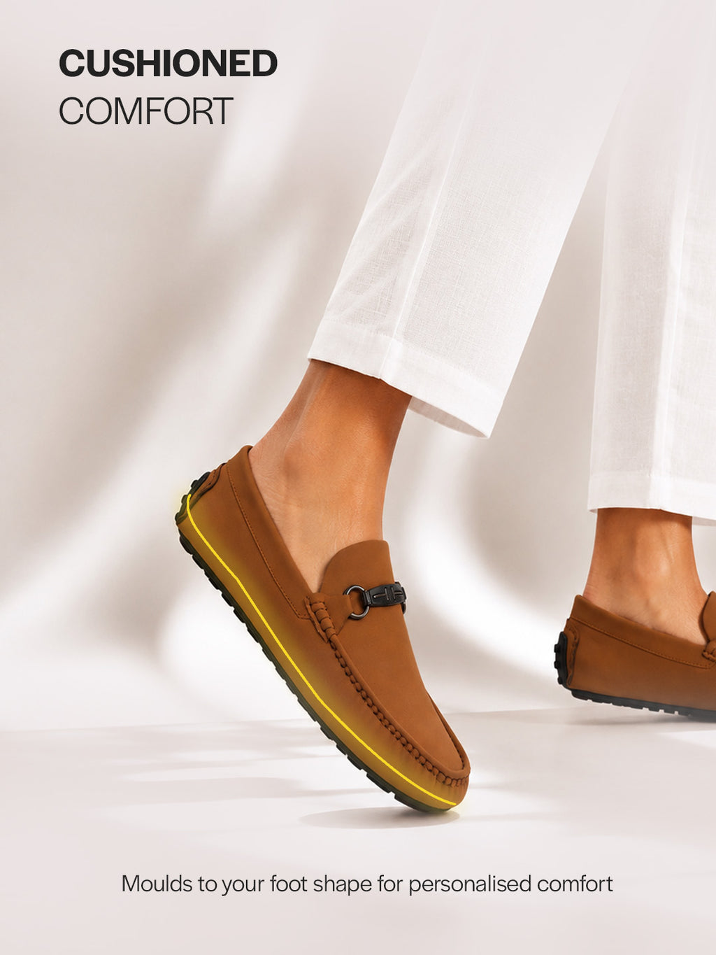 Men Tan Elegant Moc Toe Casual Horsebit Buckle Driving Loafers|Cushioned Comfort Moccasin Shoe with Traction Sole Grip|Slip On Shoes for Semi-Formal Outfits