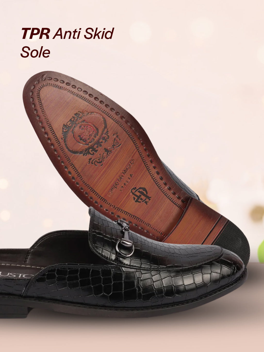 Men Black Embossed Leopard Print Design with Horsebit Buckle Ethnic Party Back Open Slip On Mules Shoes