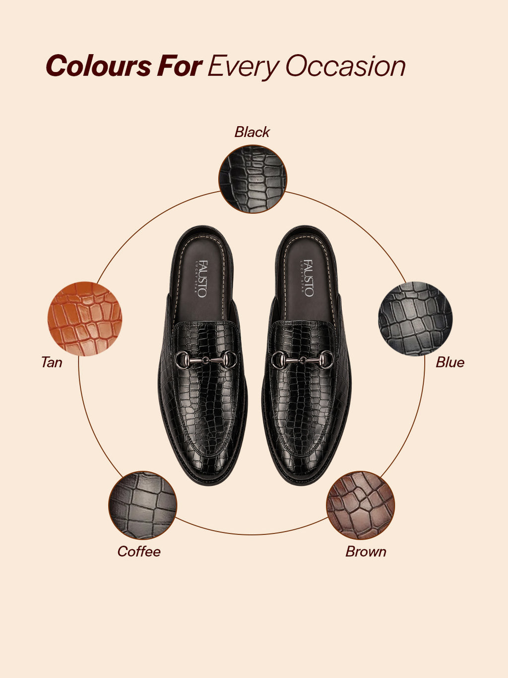 Men Black Embossed Leopard Print Design with Horsebit Buckle Ethnic Party Back Open Slip On Mules Shoes