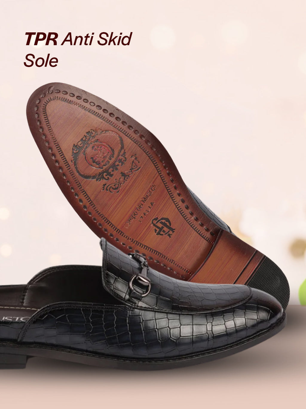Men Blue Embossed Leopard Print Design with Horsebit Buckle Ethnic Party Back Open Slip On Mules Shoes