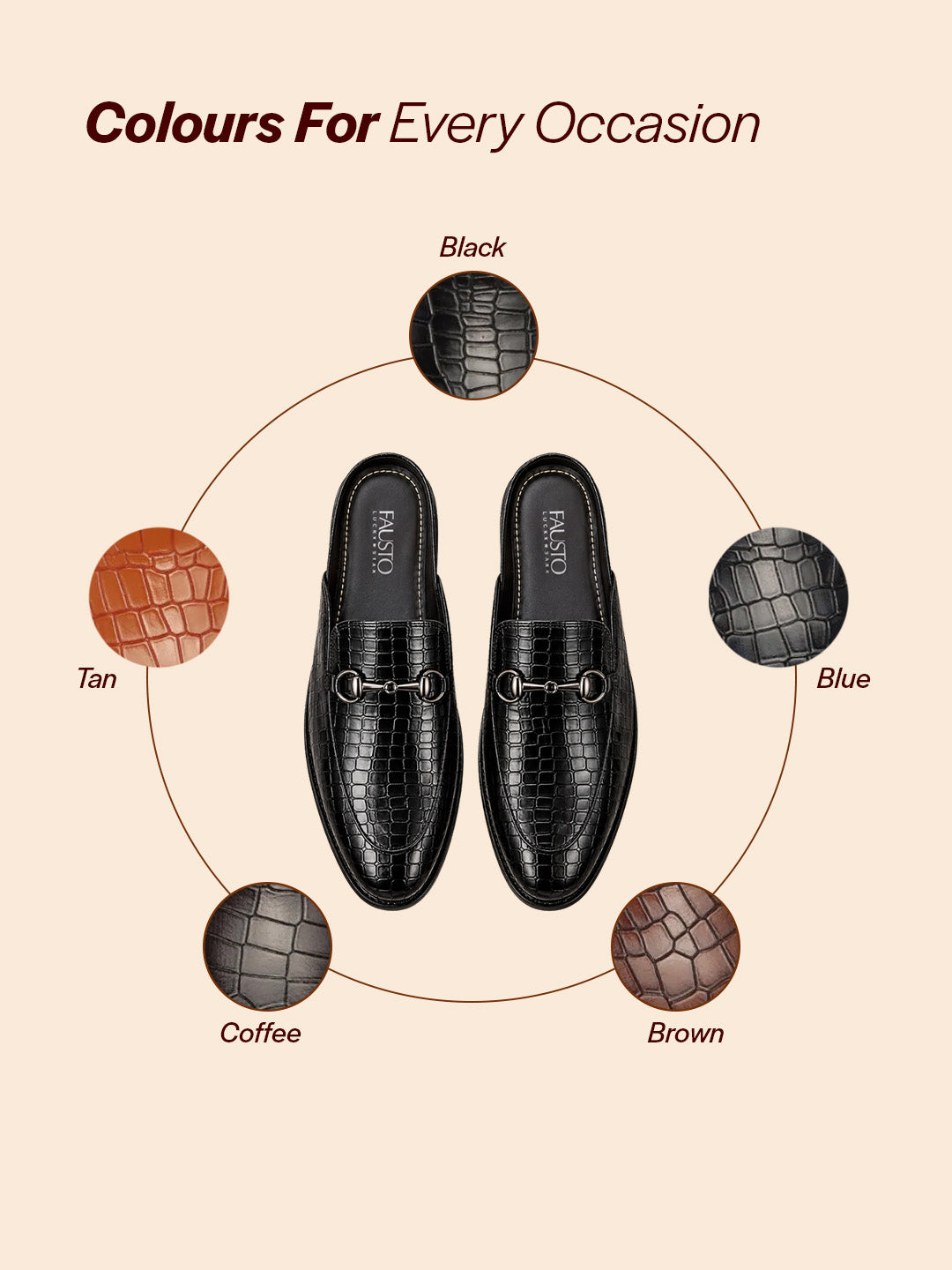 Men Blue Embossed Leopard Print Design with Horsebit Buckle Ethnic Party Back Open Slip On Mules Shoes