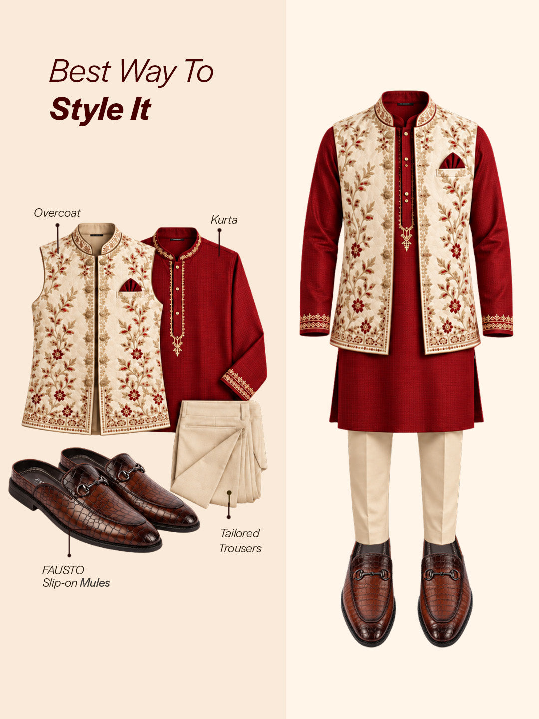Men Brown Embossed Leopard Print Design with Horsebit Buckle Ethnic Party Back Open Slip On Mules Shoes