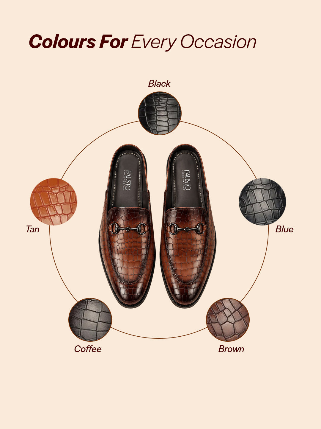 Men Brown Embossed Leopard Print Design with Horsebit Buckle Ethnic Party Back Open Slip On Mules Shoes