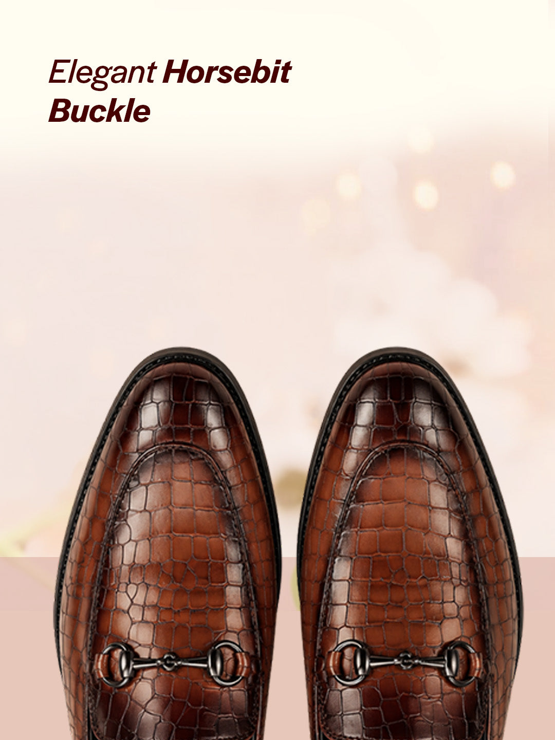 Men Brown Embossed Leopard Print Design with Horsebit Buckle Ethnic Party Back Open Slip On Mules Shoes
