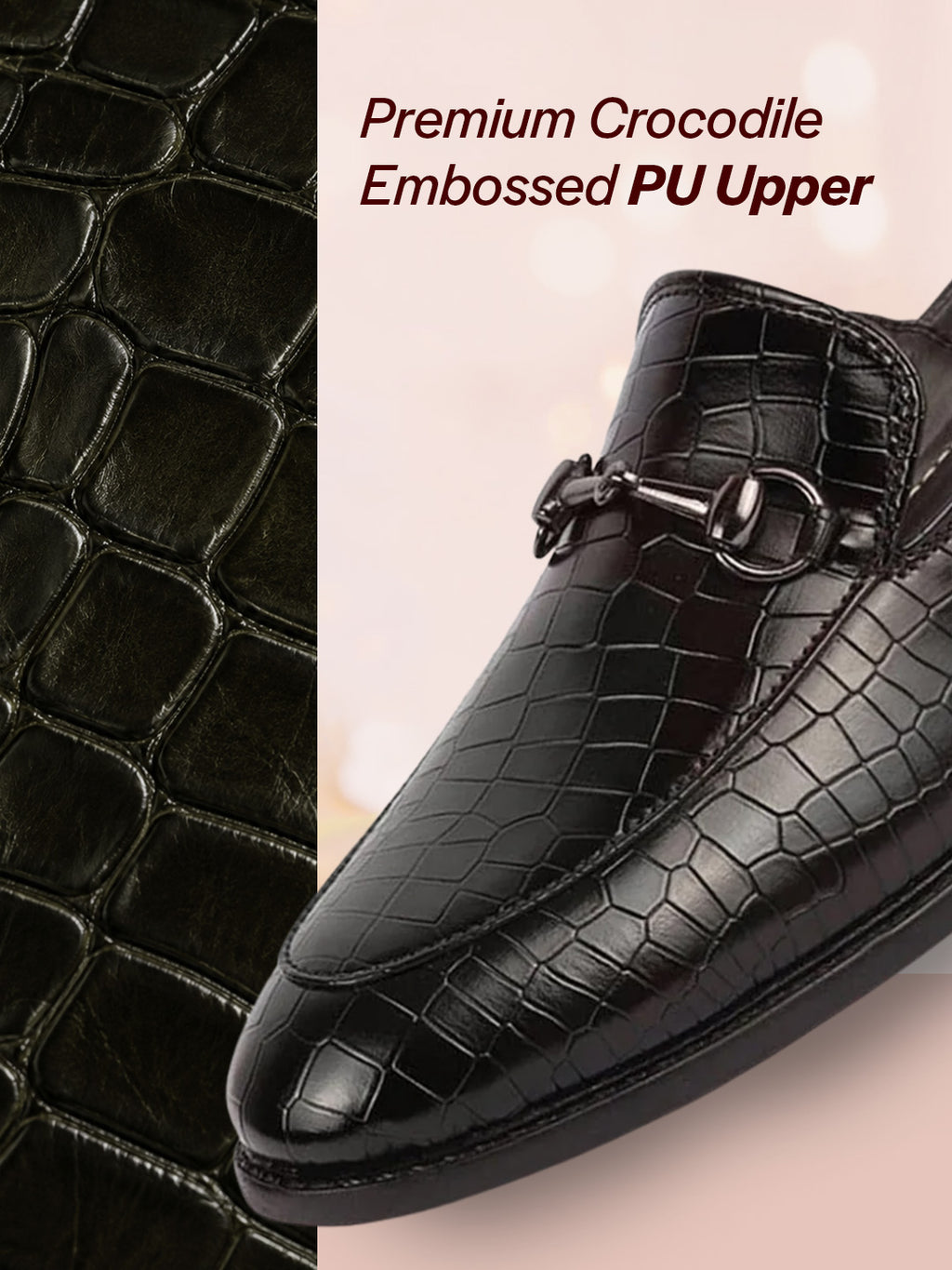 Men Coffee Embossed Leopard Print Design with Horsebit Buckle Ethnic Party Back Open Slip On Mules Shoes