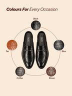 Men Coffee Embossed Leopard Print Design with Horsebit Buckle Ethnic Party Back Open Slip On Mules Shoes