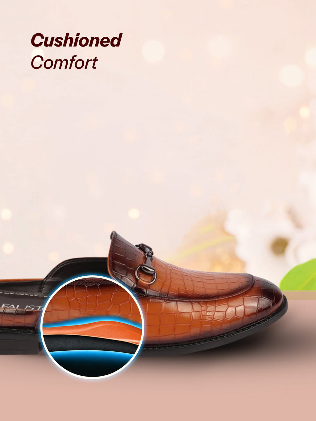 Men Tan Embossed Leopard Print Design with Horsebit Buckle Ethnic Party Back Open Slip On Mules Shoes