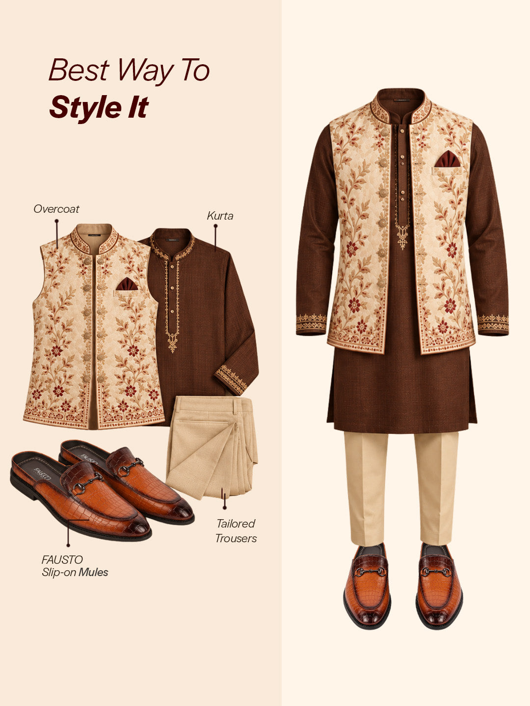 Men Tan Embossed Leopard Print Design with Horsebit Buckle Ethnic Party Back Open Slip On Mules Shoes