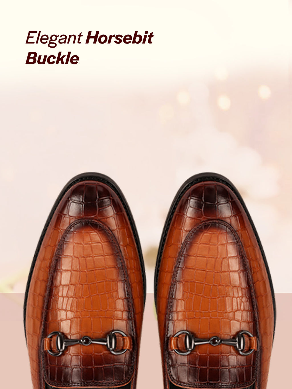 Men Tan Embossed Leopard Print Design with Horsebit Buckle Ethnic Party Back Open Slip On Mules Shoes