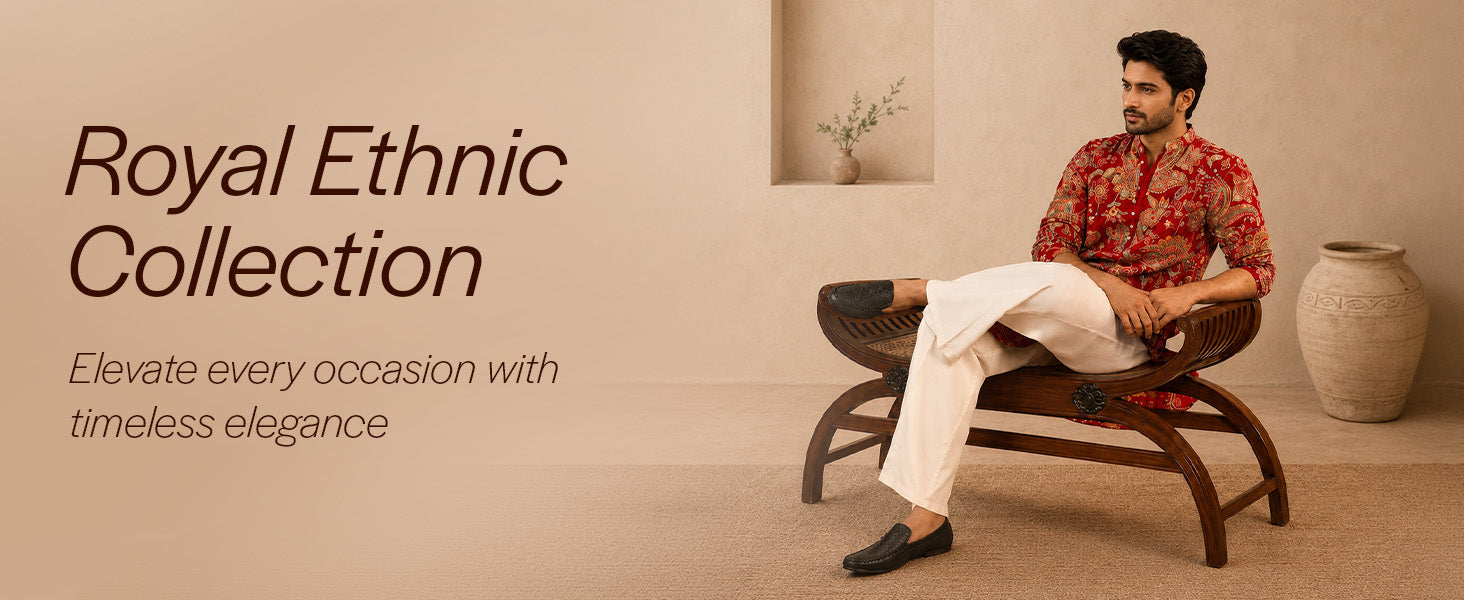 Men Brown Stitched Block Design Pattern Ethnic Back Open Slip On Loafer Shoes