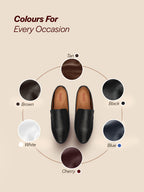 Shop Men Black Stitched Block Design Pattern Back Open Slip On Loafer Shoes Online.