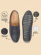 Men Blue Stitched Block Design Pattern Back Open Slip On Loafer Shoes