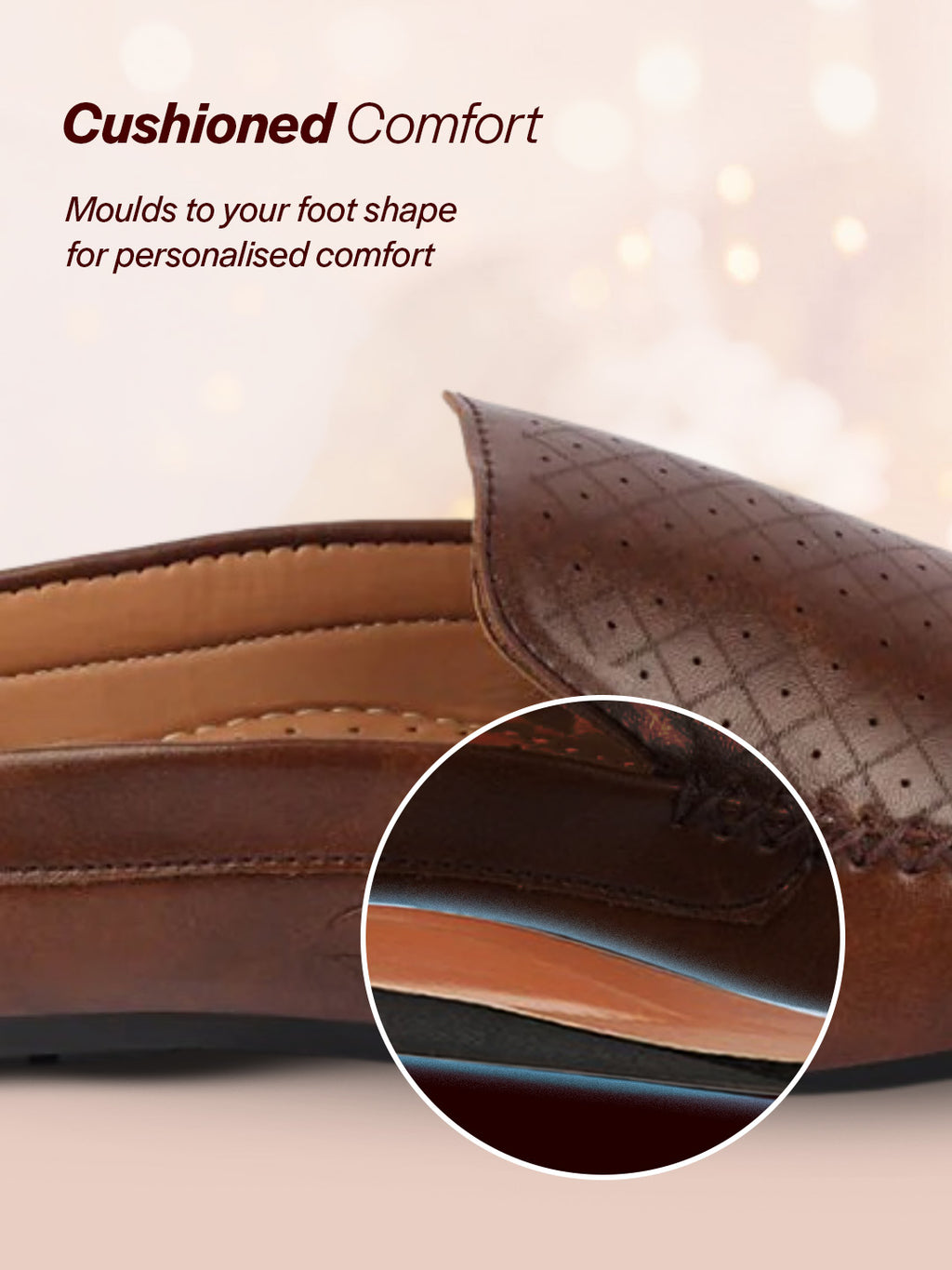 Shop Men Brown Stitched Block Design Pattern Back Open Slip On Loafer Shoes Online.