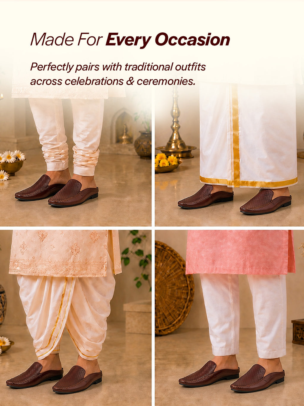 Shop Men Maroon Stitched Block Design Pattern Back Open Slip On Loafer Shoes Online.