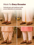 Shop Men Tan Stitched Block Design Pattern Back Open Slip On Loafer Shoes Online.