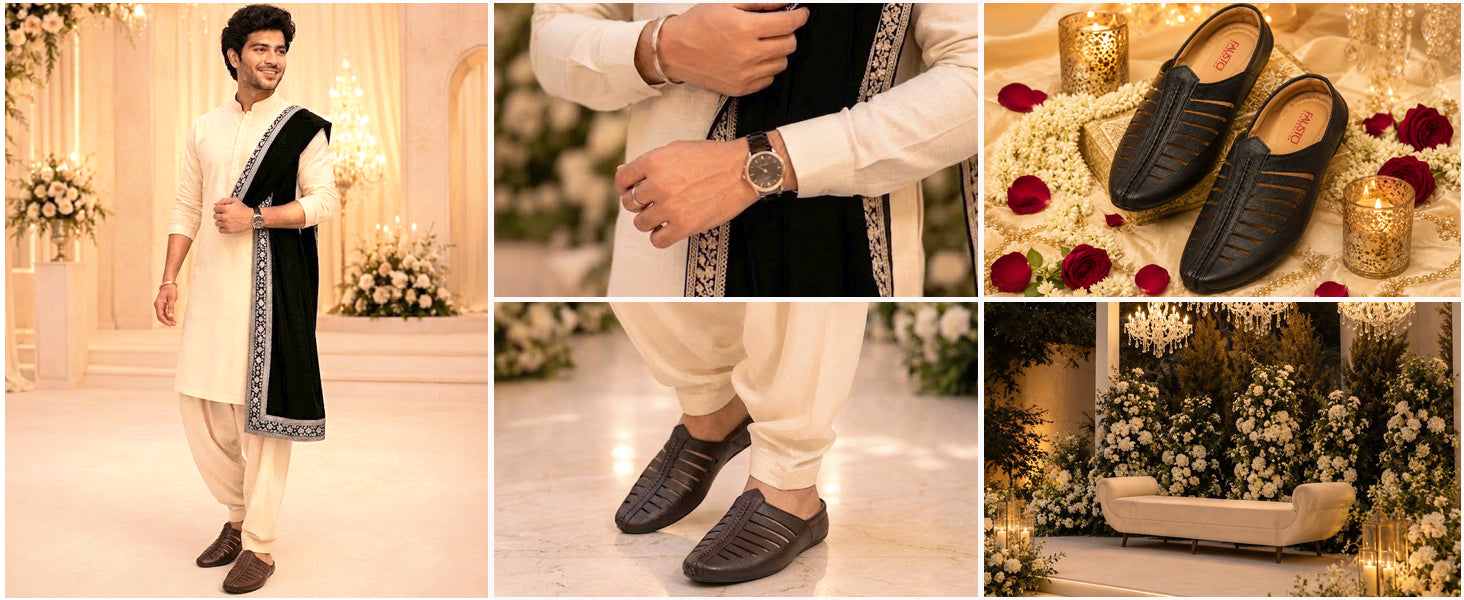 Men Brown Laser Cut Design Back Open Evening Party Ethnic Jutis and Mojaris