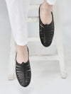 Men Black Laser Cut Design Back Open Evening Party Ethnic Mules Slip On Shoes