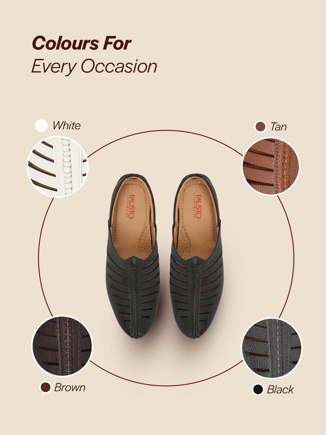 Men Black Laser Cut Design Back Open Evening Party Ethnic Mules Slip On Shoes