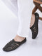 men brown laser cut design back open evening party ethnic mules slip on shoes