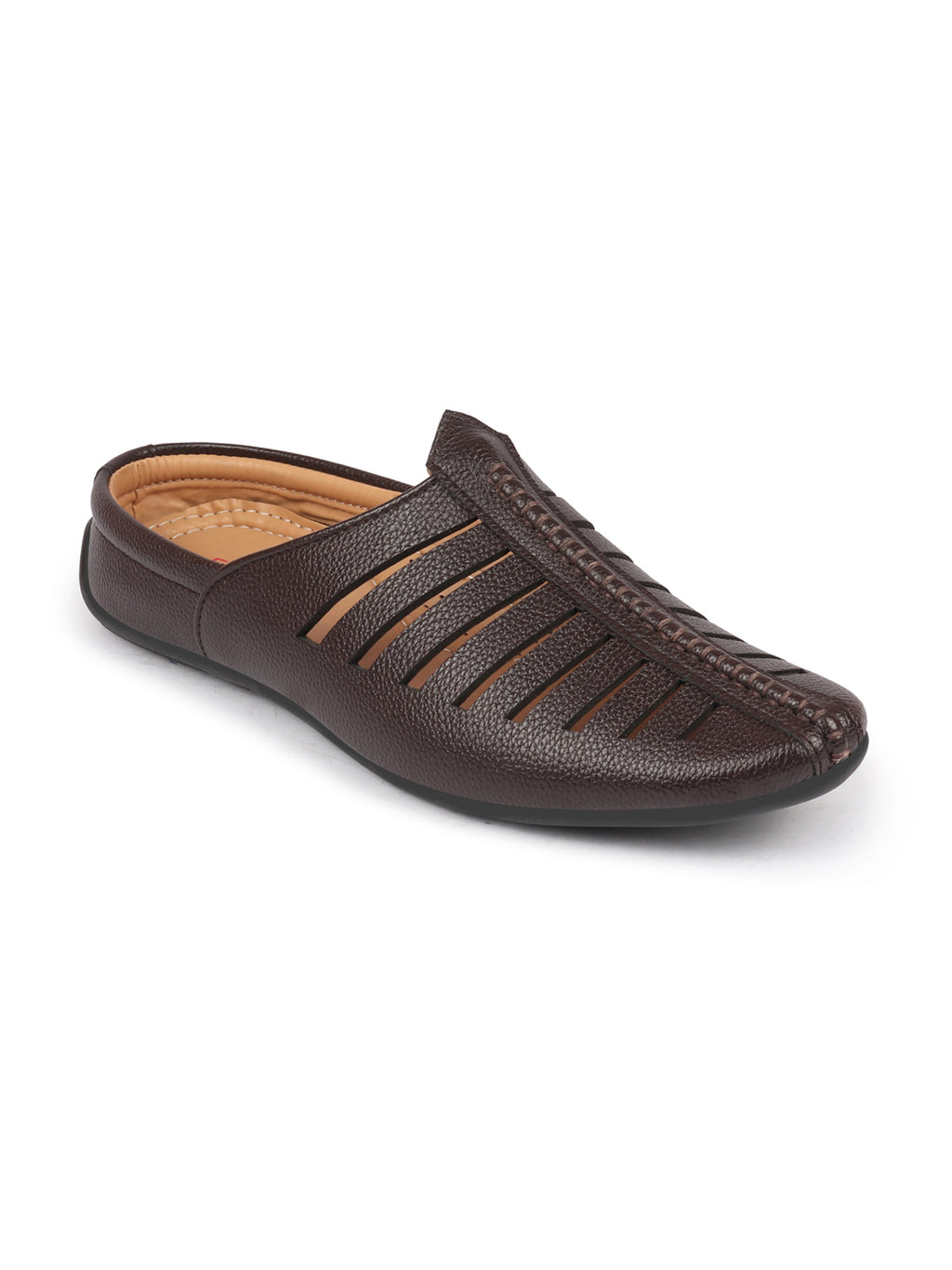 Men Brown Laser Cut Design Back Open Evening Party Ethnic Jutis and Mojaris