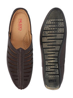 Men Brown Laser Cut Design Back Open Evening Party Ethnic Jutis and Mojaris
