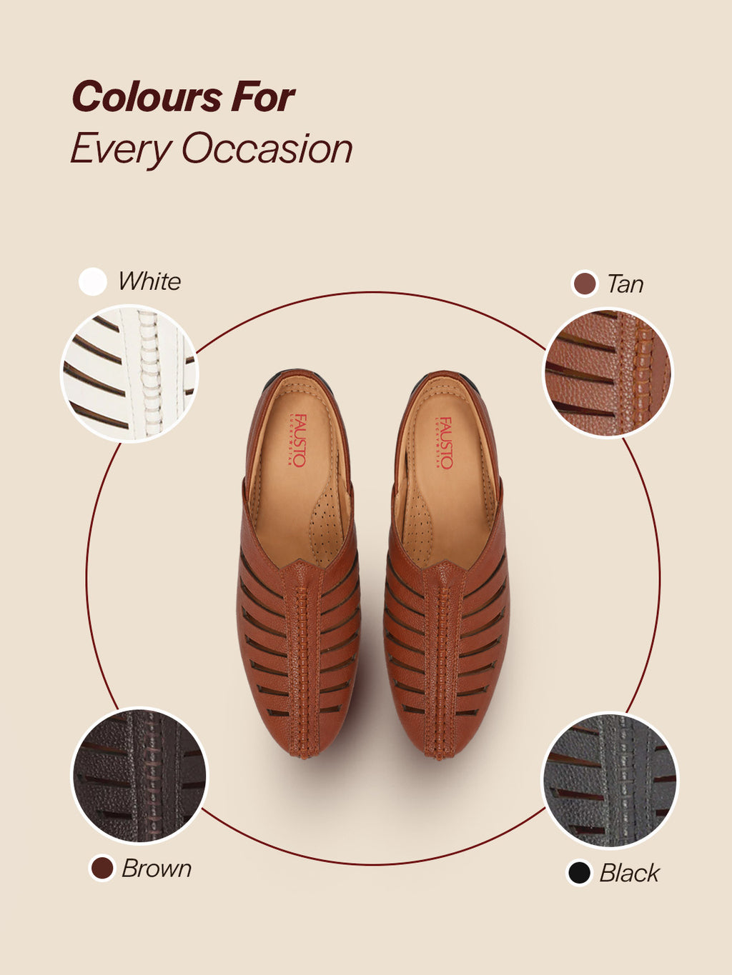 men tan laser cut design back open evening party ethnic mules slip on shoes