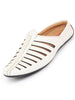 Men White Laser Cut Design Back Open Evening Party Ethnic Mules Slip On Shoes
