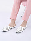 men white laser cut design back open evening party ethnic mules slip on shoes