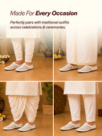 men white laser cut design back open evening party ethnic mules slip on shoes