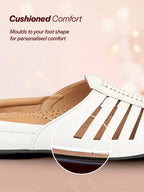 men white laser cut design back open evening party ethnic mules slip on shoes