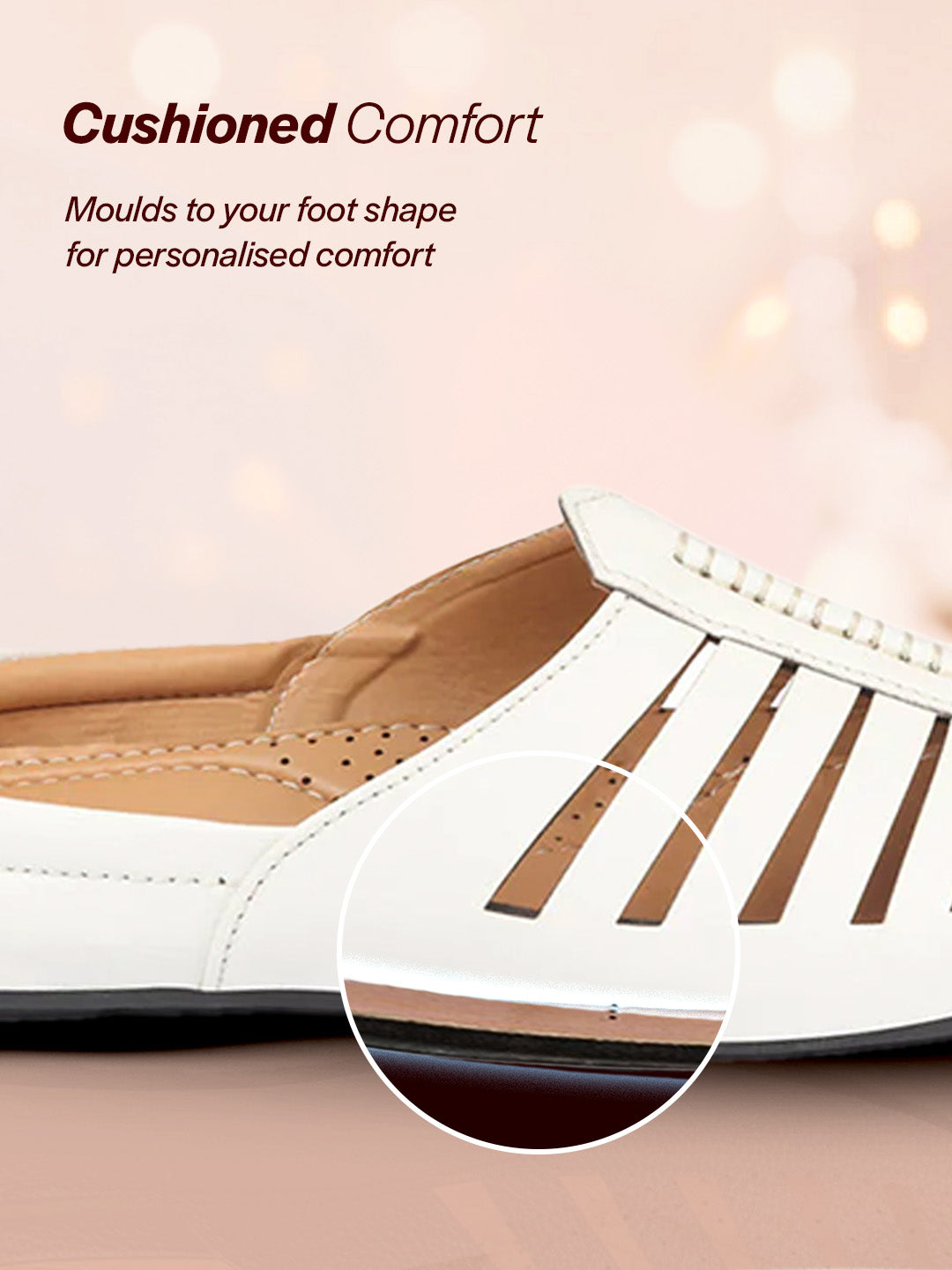 men white laser cut design back open evening party ethnic mules slip on shoes