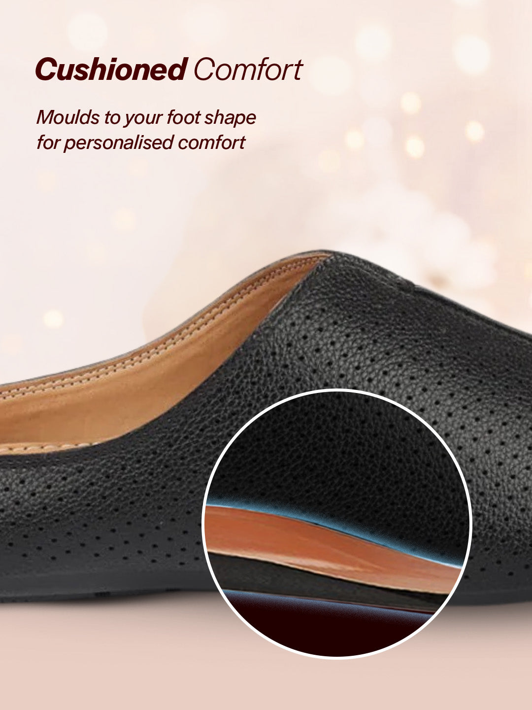 Shop Men Black Back Open Perforated Design Ethnic Party Wedding Mules Slip On Shoes Online.
