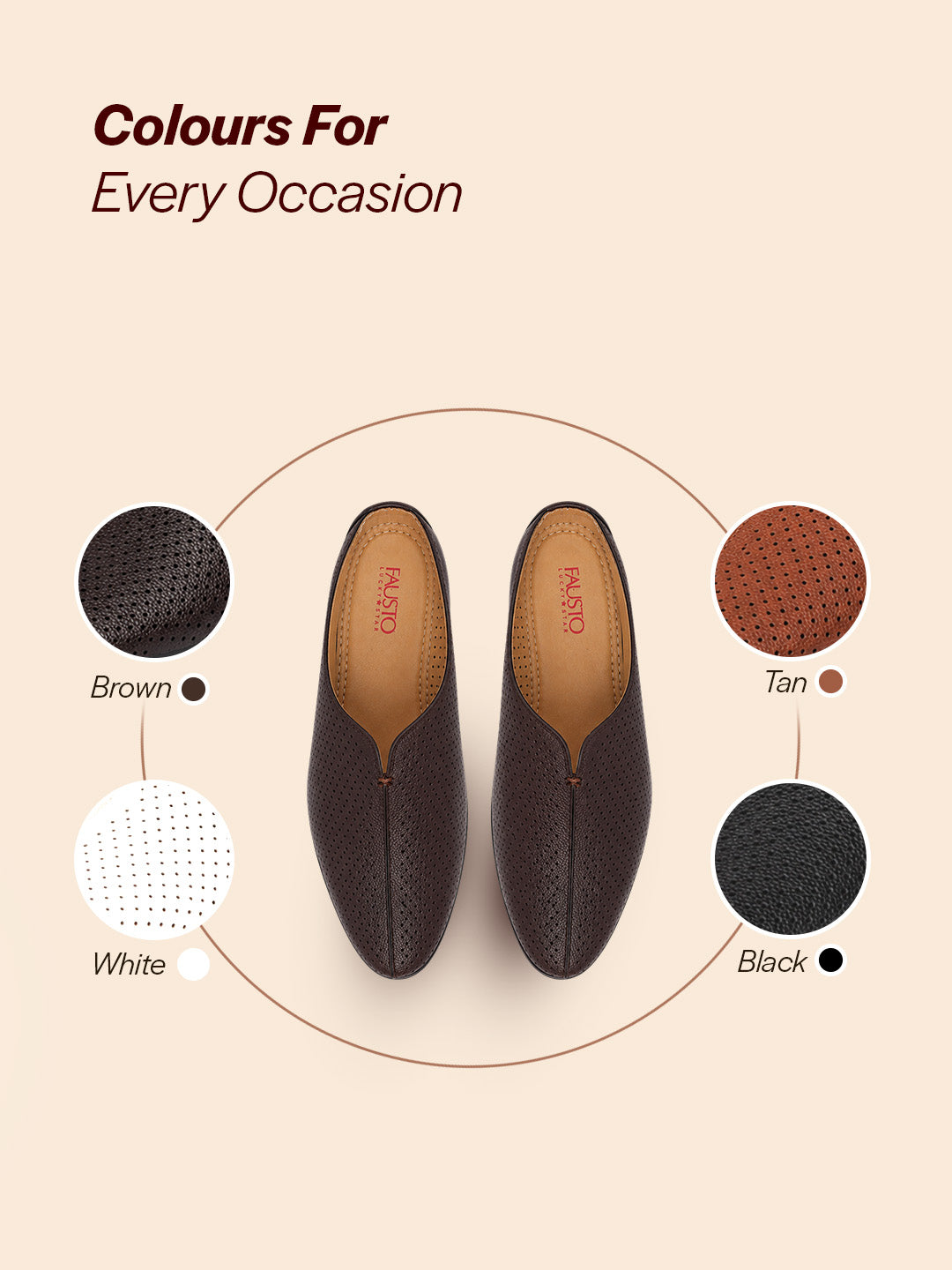 Shop Men Brown Back Open Perforated Design Ethnic Party Wedding Mules Slip On Shoes Online.