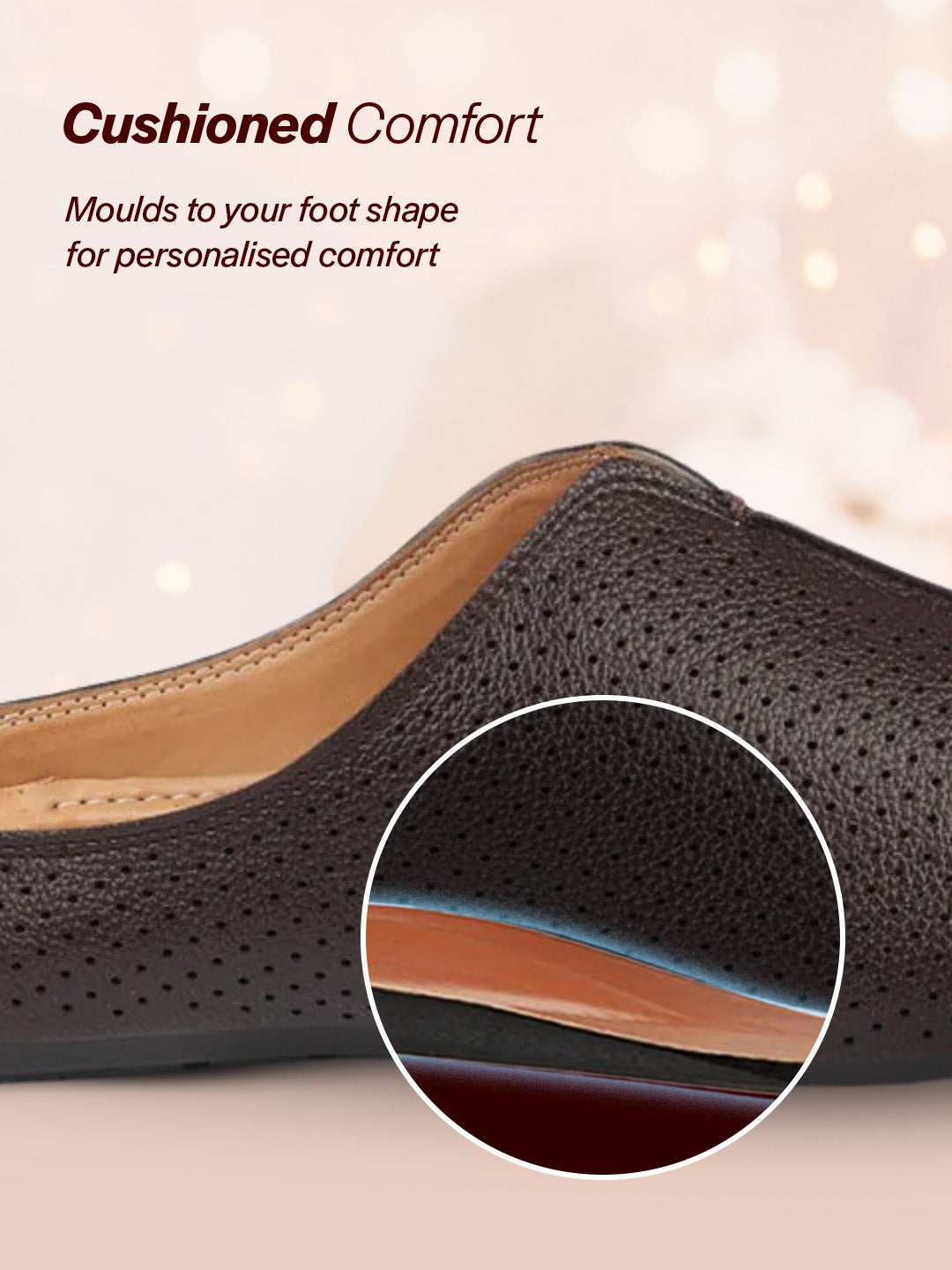 Shop Men Brown Back Open Perforated Design Ethnic Party Wedding Mules Slip On Shoes Online.