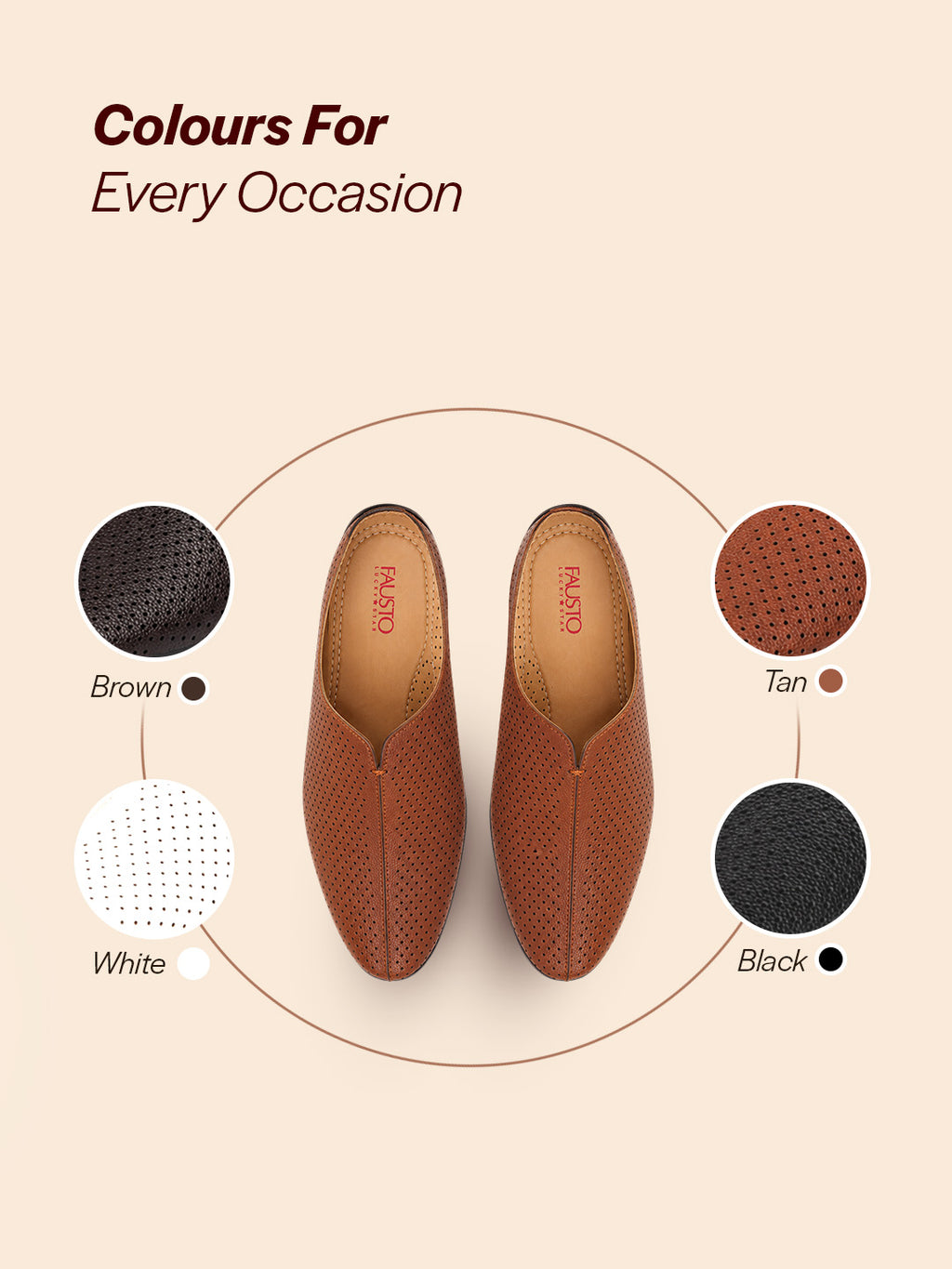 Shop Men Tan Back Open Perforated Design Ethnic Party Wedding Mules Slip On Shoes Online.