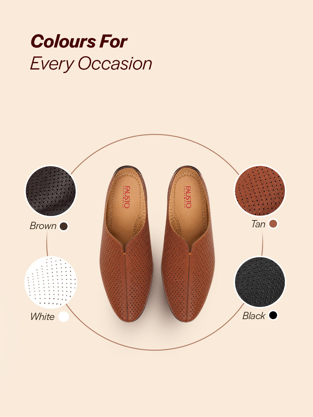 Shop Men Tan Back Open Perforated Design Ethnic Party Wedding Mules Slip On Shoes Online.