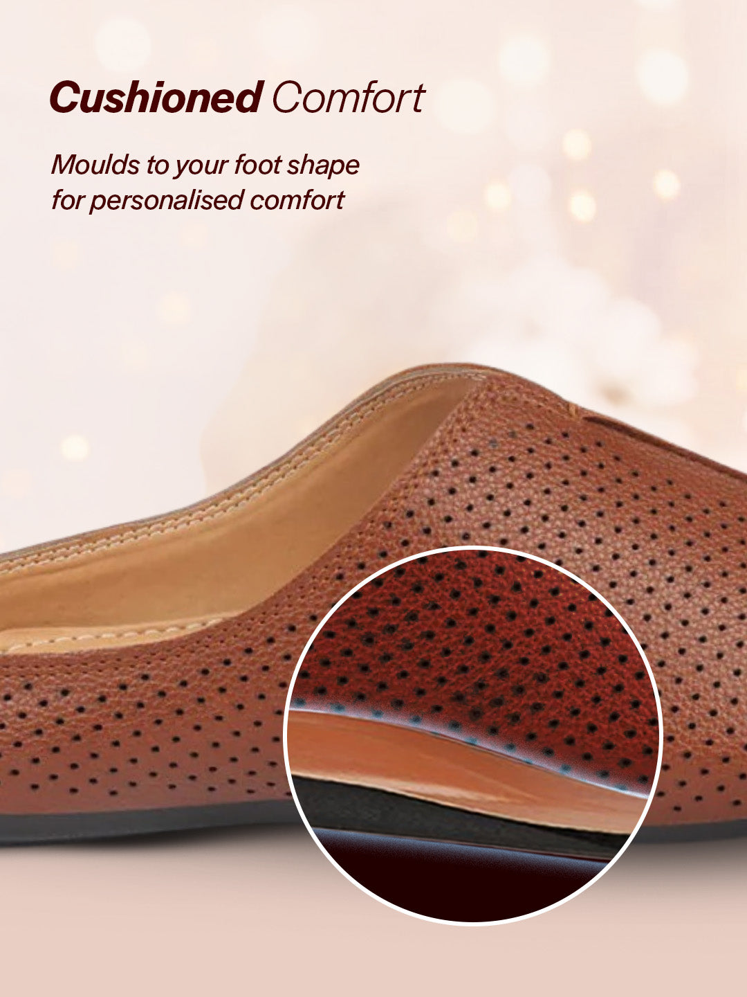 Shop Men Tan Back Open Perforated Design Ethnic Party Wedding Mules Slip On Shoes Online.