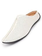 men white back open perforated design ethnic party wedding mules slip on shoes