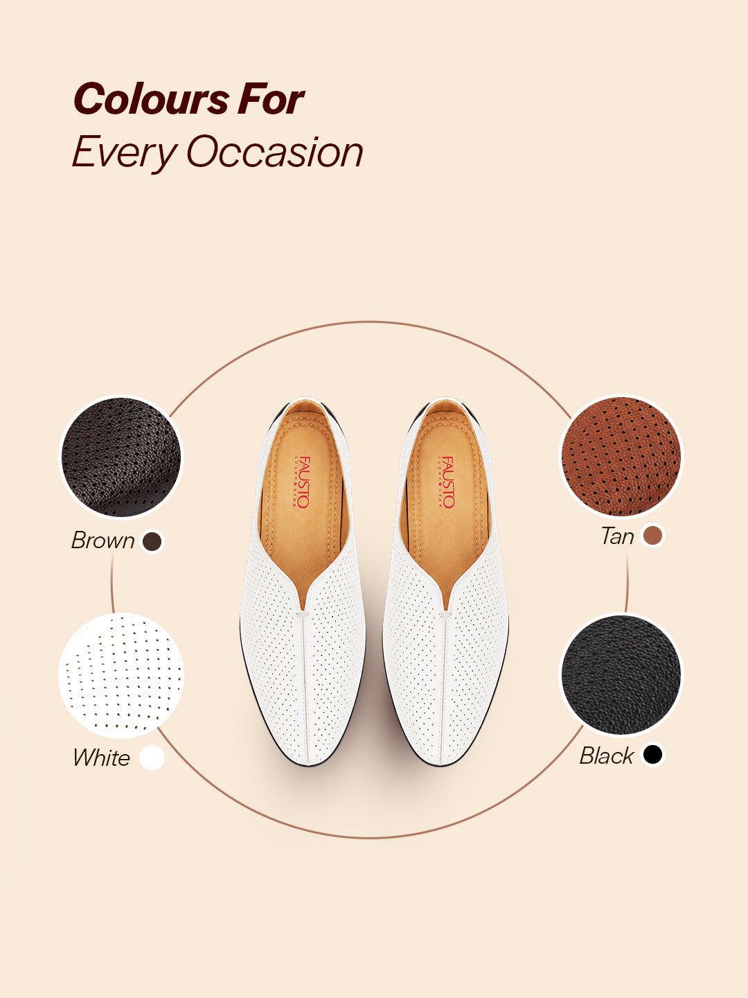 Shop Men White Back Open Perforated Design Ethnic Party Wedding Mules Slip On Shoes Online.