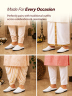 Shop Men White Back Open Perforated Design Ethnic Party Wedding Mules Slip On Shoes Online.