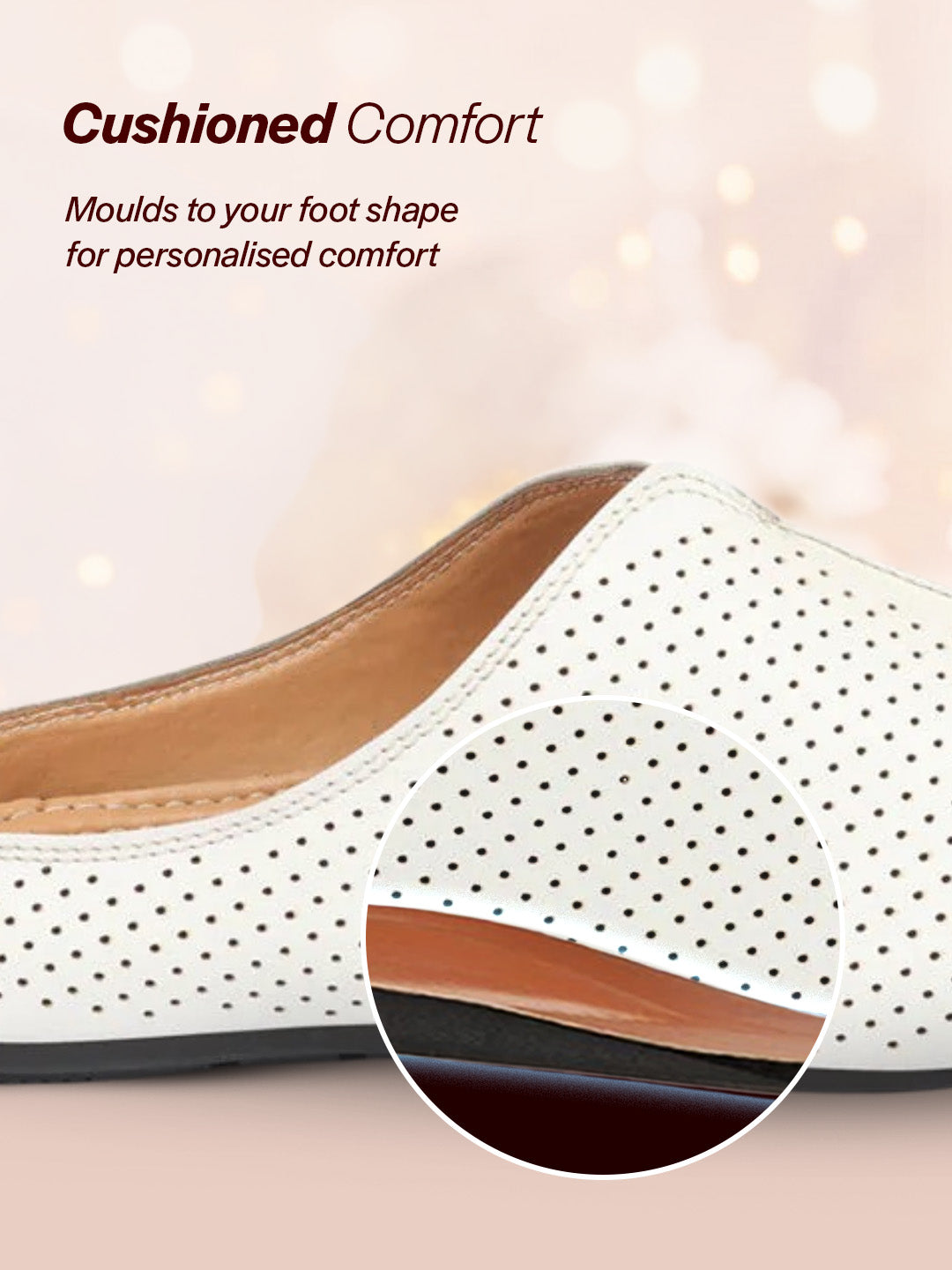 Shop Men White Back Open Perforated Design Ethnic Party Wedding Mules Slip On Shoes Online.