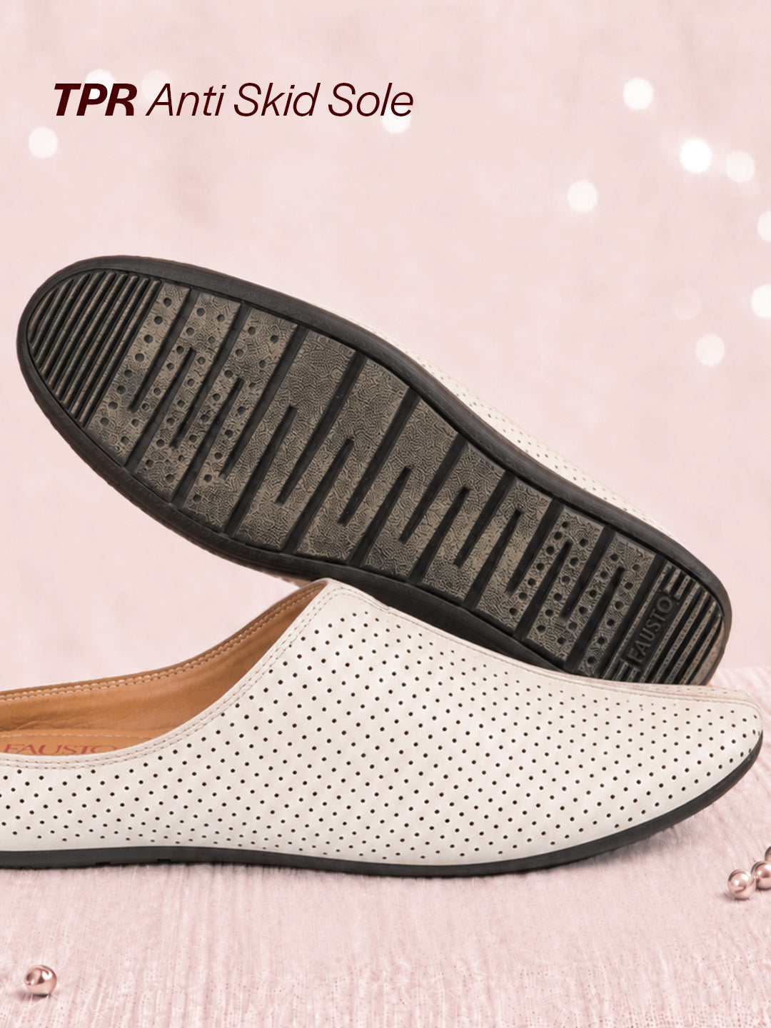 Shop Men White Back Open Perforated Design Ethnic Party Wedding Mules Slip On Shoes Online.