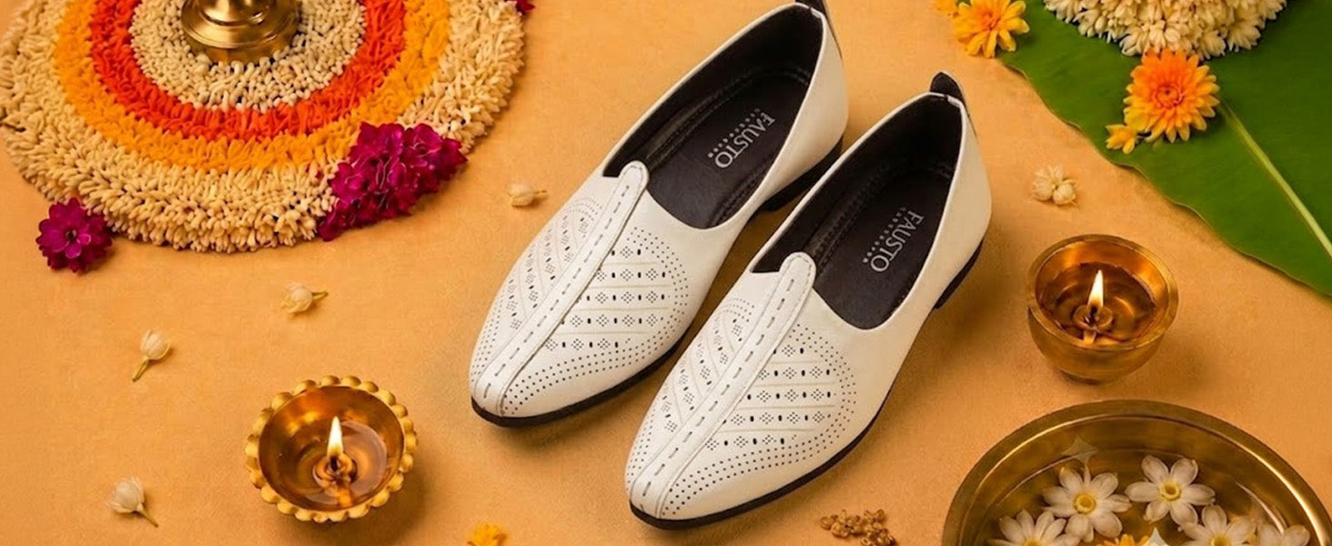 Men Tan Laser Cut Design Ethnic Slip On Wedding Juttis and Mojaris