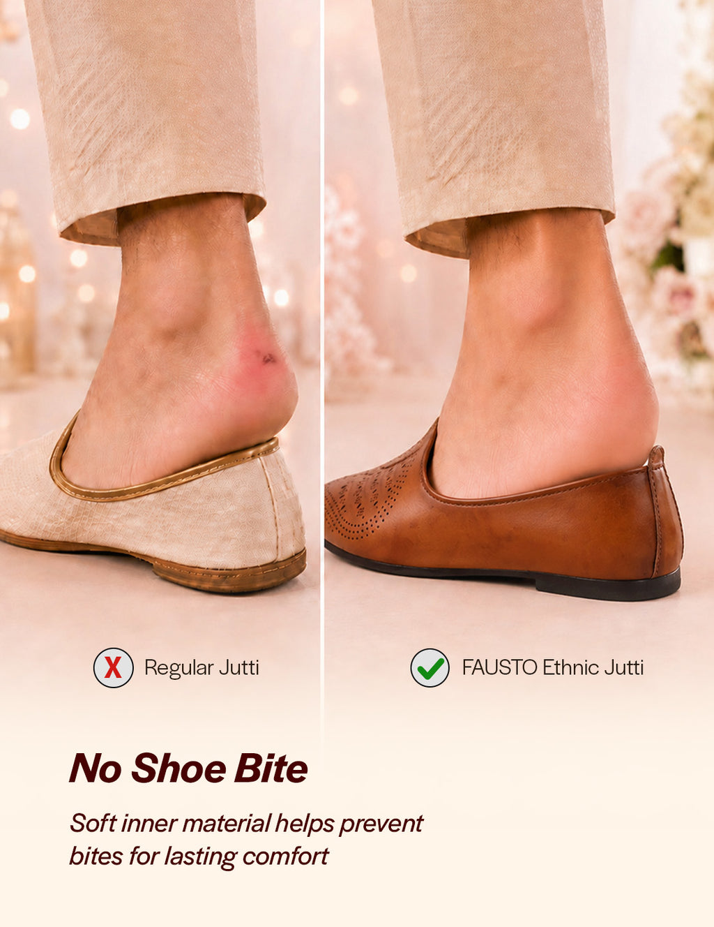 Shop Men Tan Laser Cut Design Ethnic Slip On Wedding Juttis and Mojaris Online.
