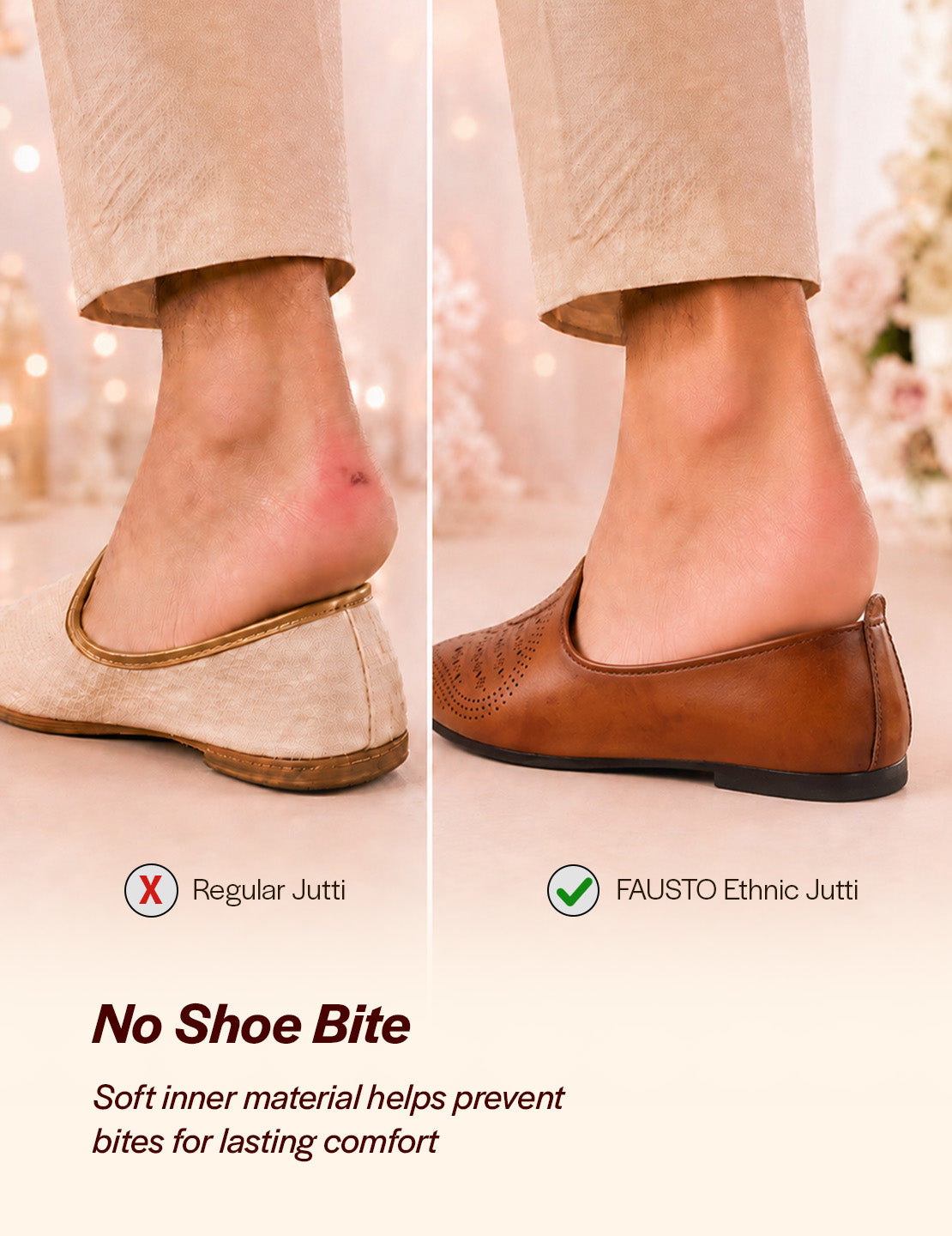 Shop Men Tan Laser Cut Design Ethnic Slip On Wedding Juttis and Mojaris Online.