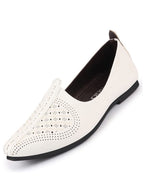 Shop Men White Laser Cut Design Ethnic Slip On Wedding Juttis and Mojaris Online.