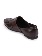 Shop Men Brown Laser Cut Design Ethnic Slip On Party Juttis and Mojaris Online.