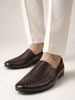 Men Brown Laser Cut Design Ethnic Slip On Party Juttis and Mojaris